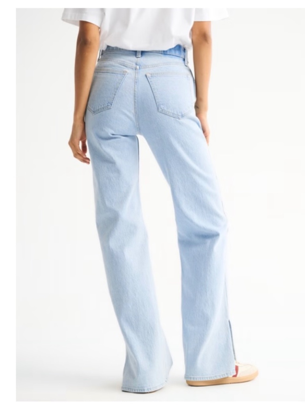 Abercrombie & Fitch 90s High Rise Slim Straight Split Hem Jeans | Light Wash 27 - Picture 2 of 13